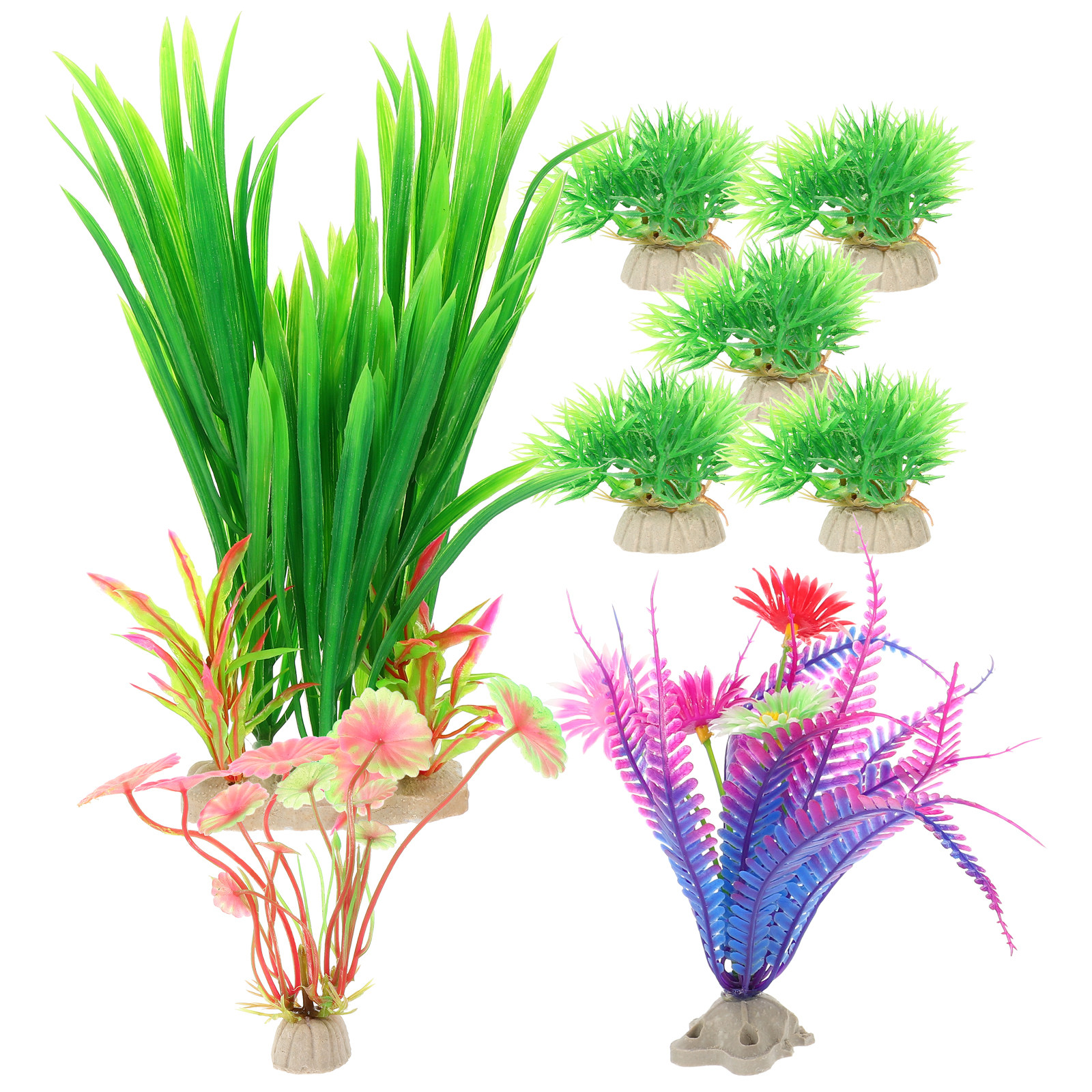 8Pcs Lifelike Plastic Aquatic  - Aquarium Planted Tank Setup reseña y precio