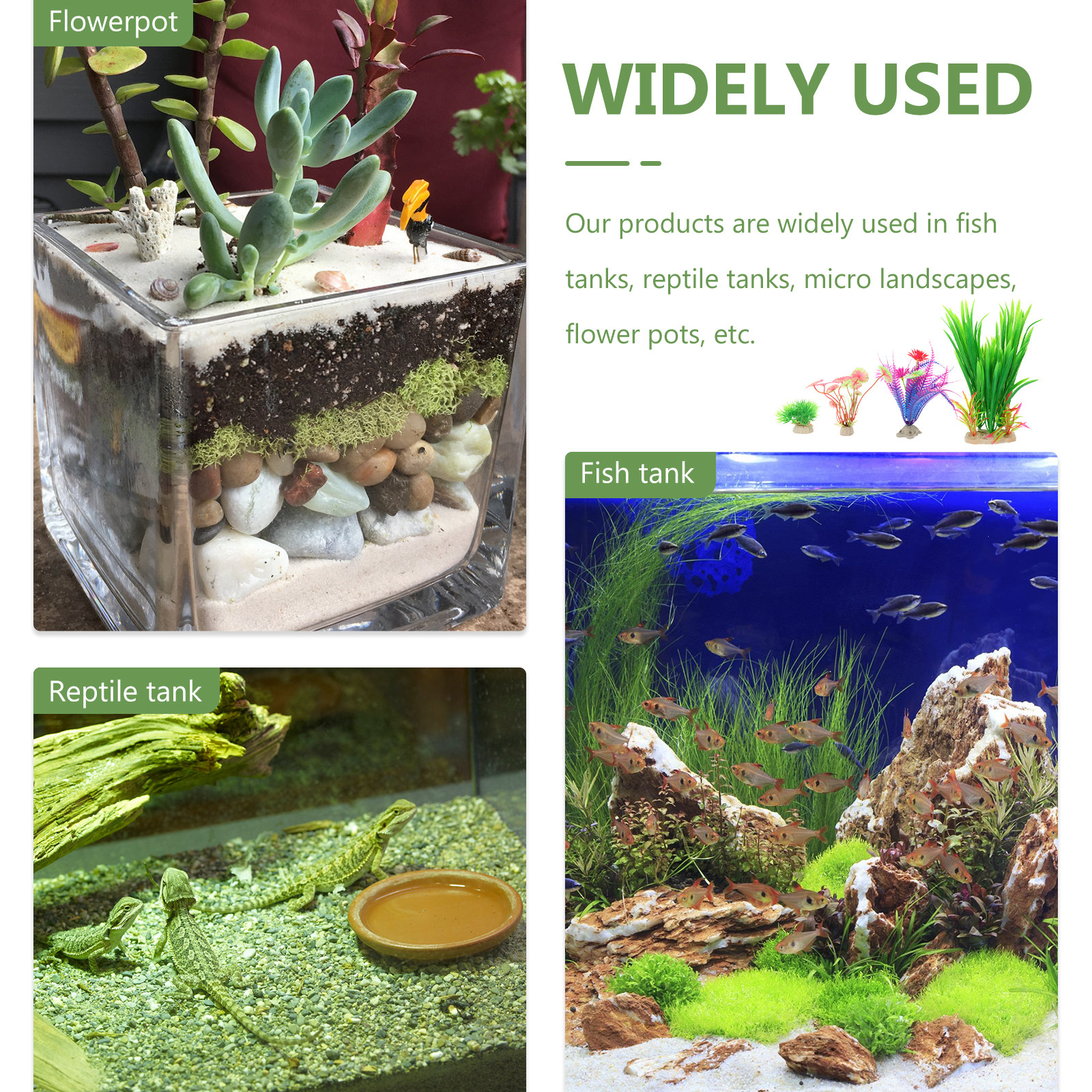 8Pcs Lifelike Plastic Aquatic  - Aquarium Planted Tank Setup reseña y precio