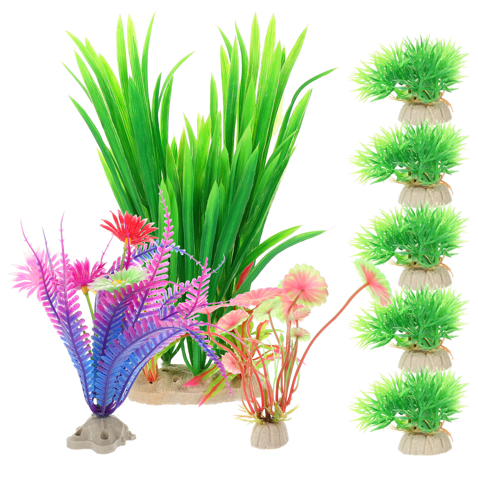 8Pcs Lifelike Plastic Aquatic  - Aquarium Planted Tank Setup reseña y precio