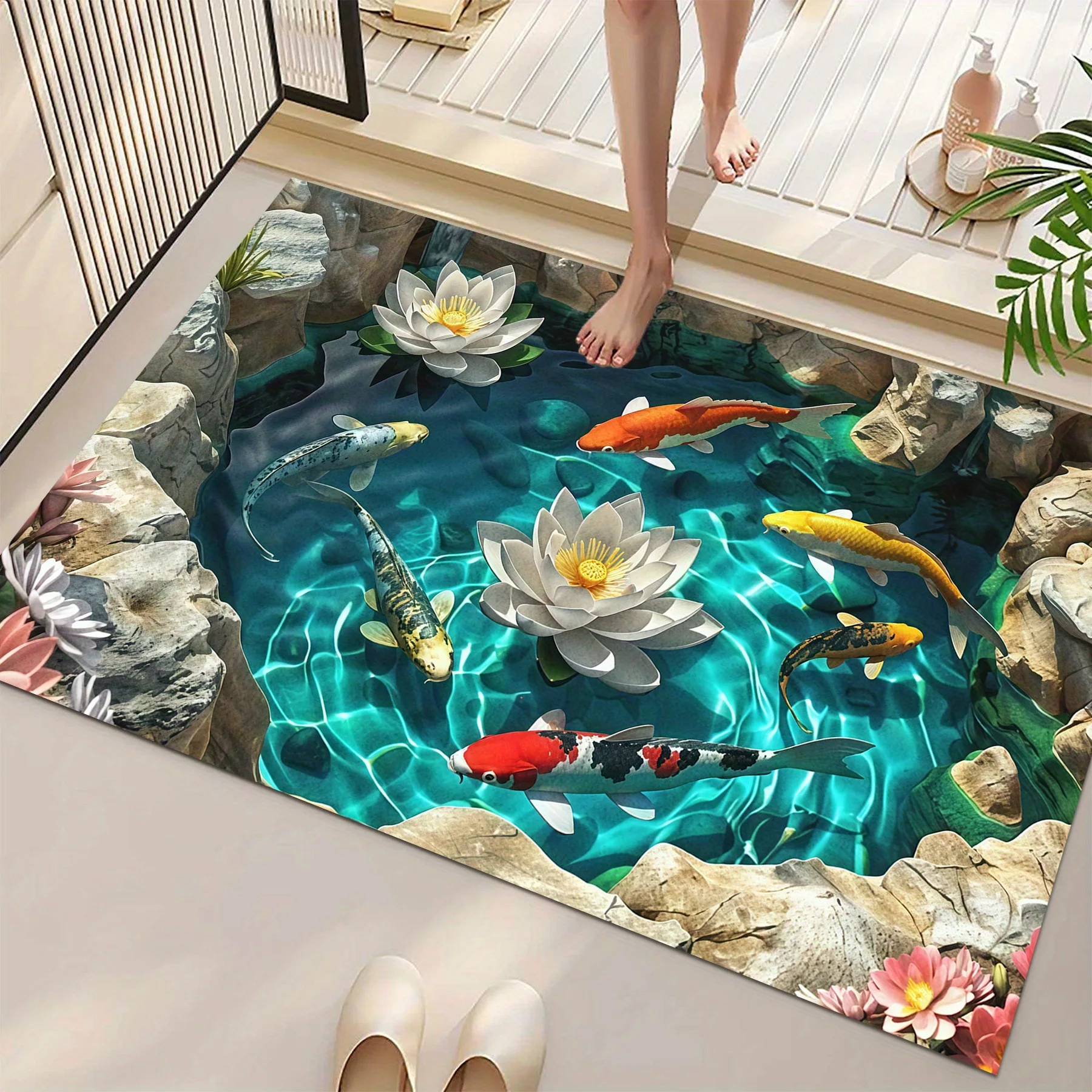 2D Koi Fish & Lotus Flower Bat - Planted Aquarium Carpet Plant reseña y precio